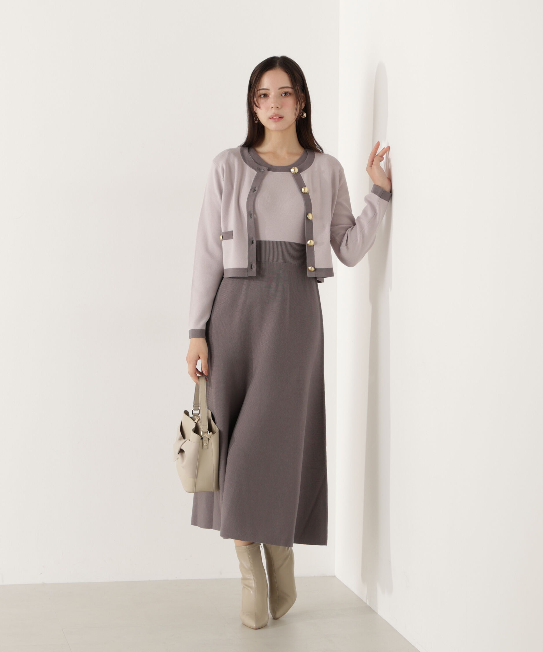 PROPORTION BODY DRESSING「バイカラーカーデセットアップ」|ワンピース|