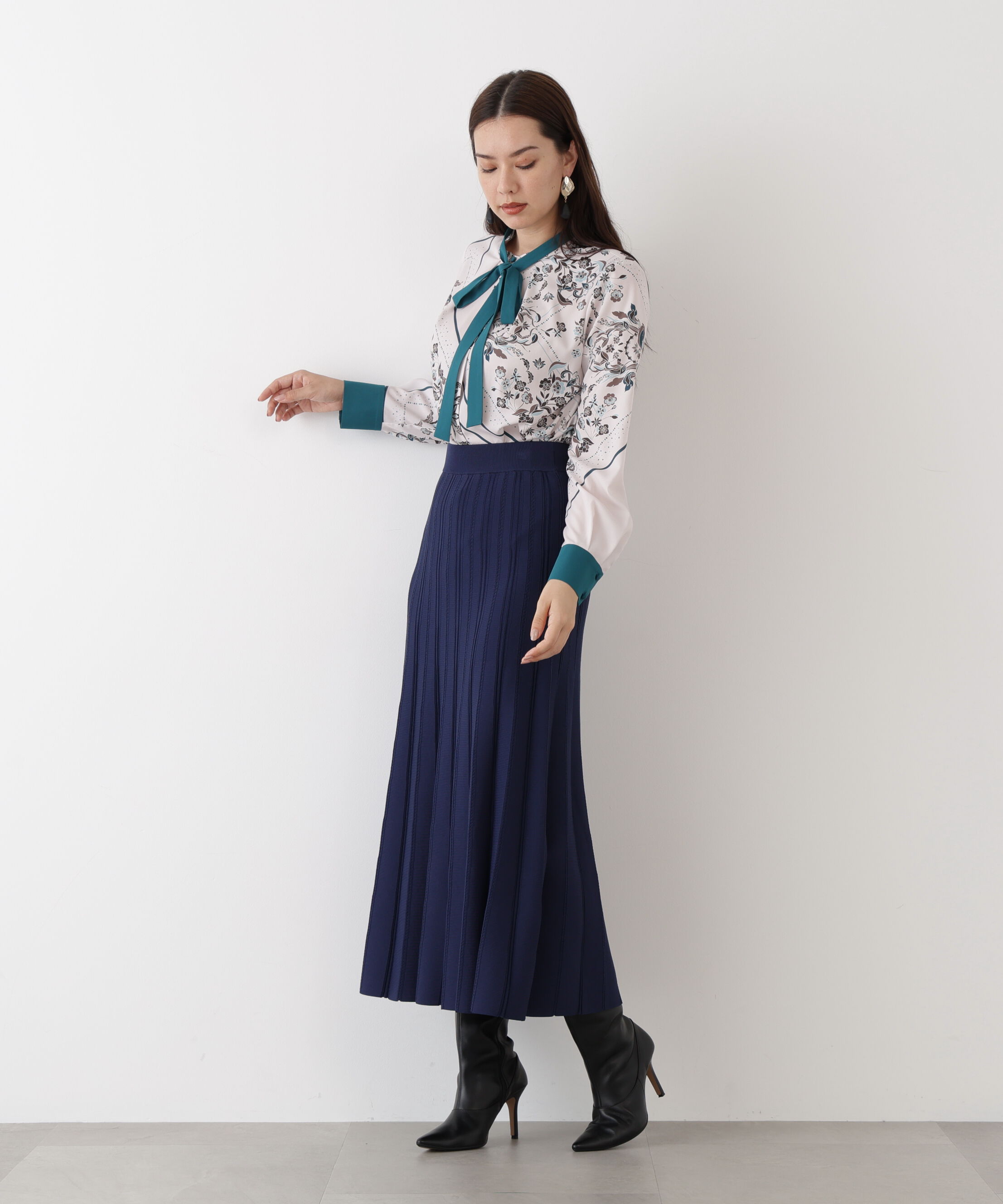  「◆フローラルスカーフプリントブラウス」|シャツ・ブラウス|