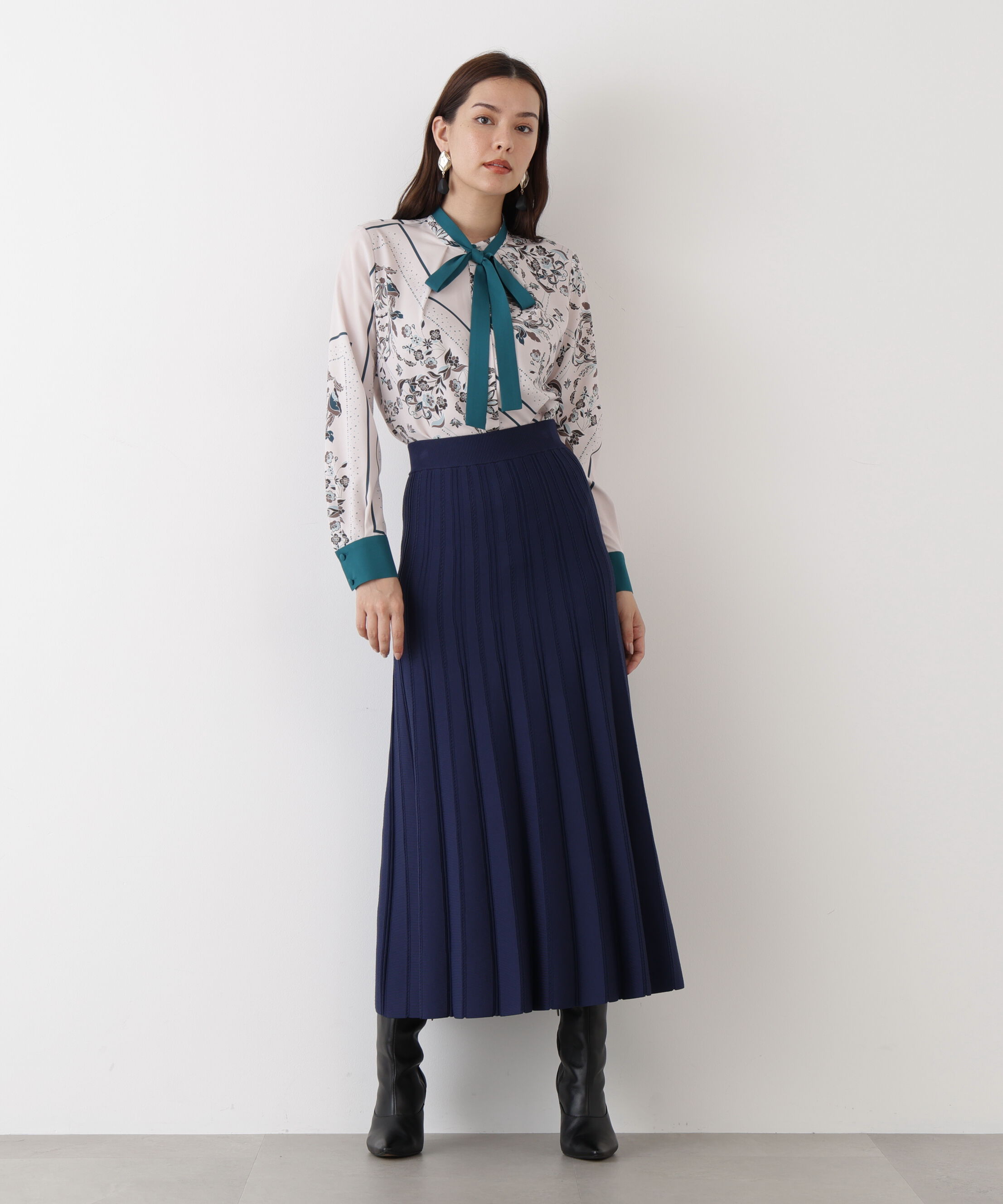  「◆フローラルスカーフプリントブラウス」|シャツ・ブラウス|