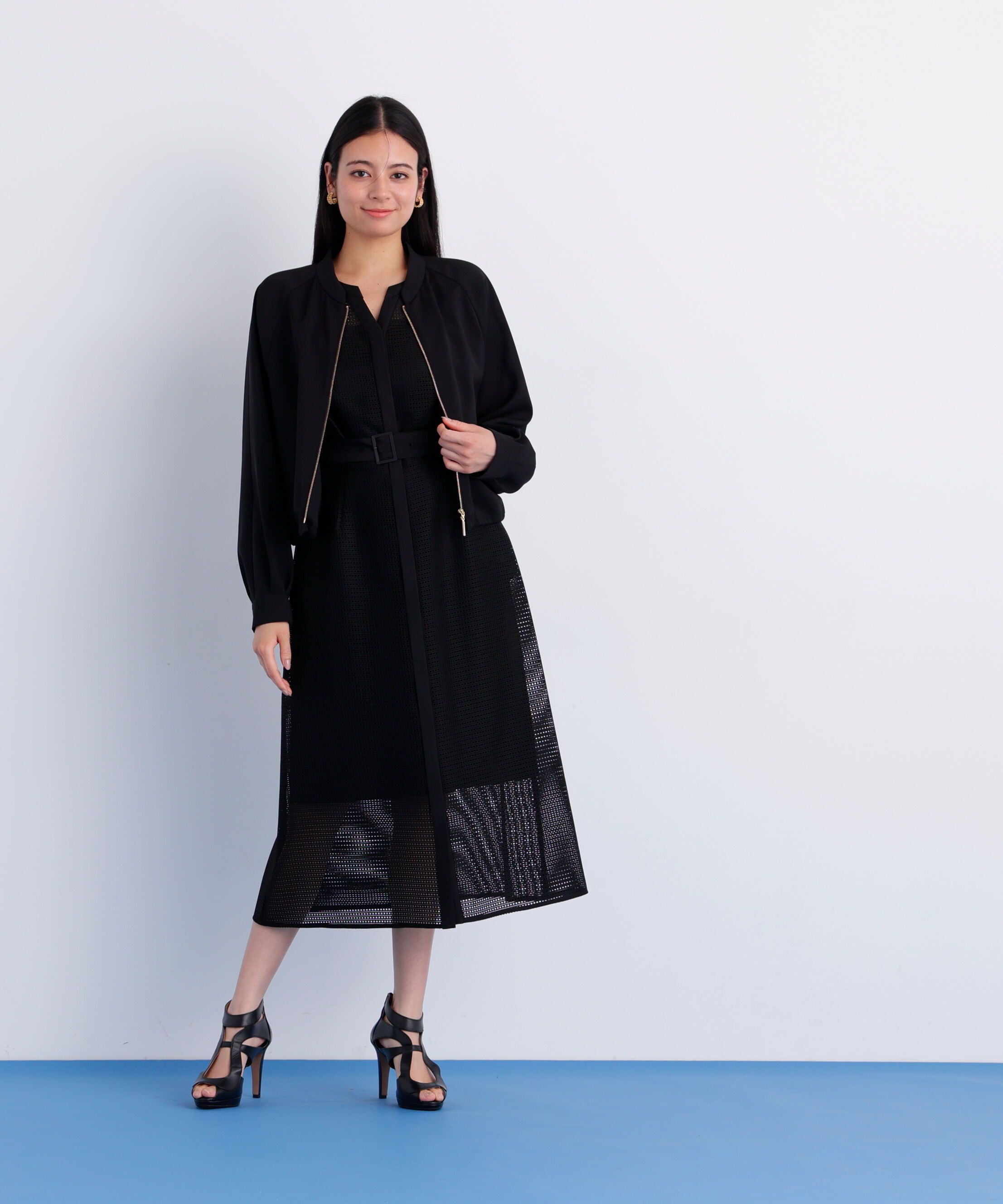  「［美香さん着用］メッシュッレースコンビワンピース」|ワンピース|