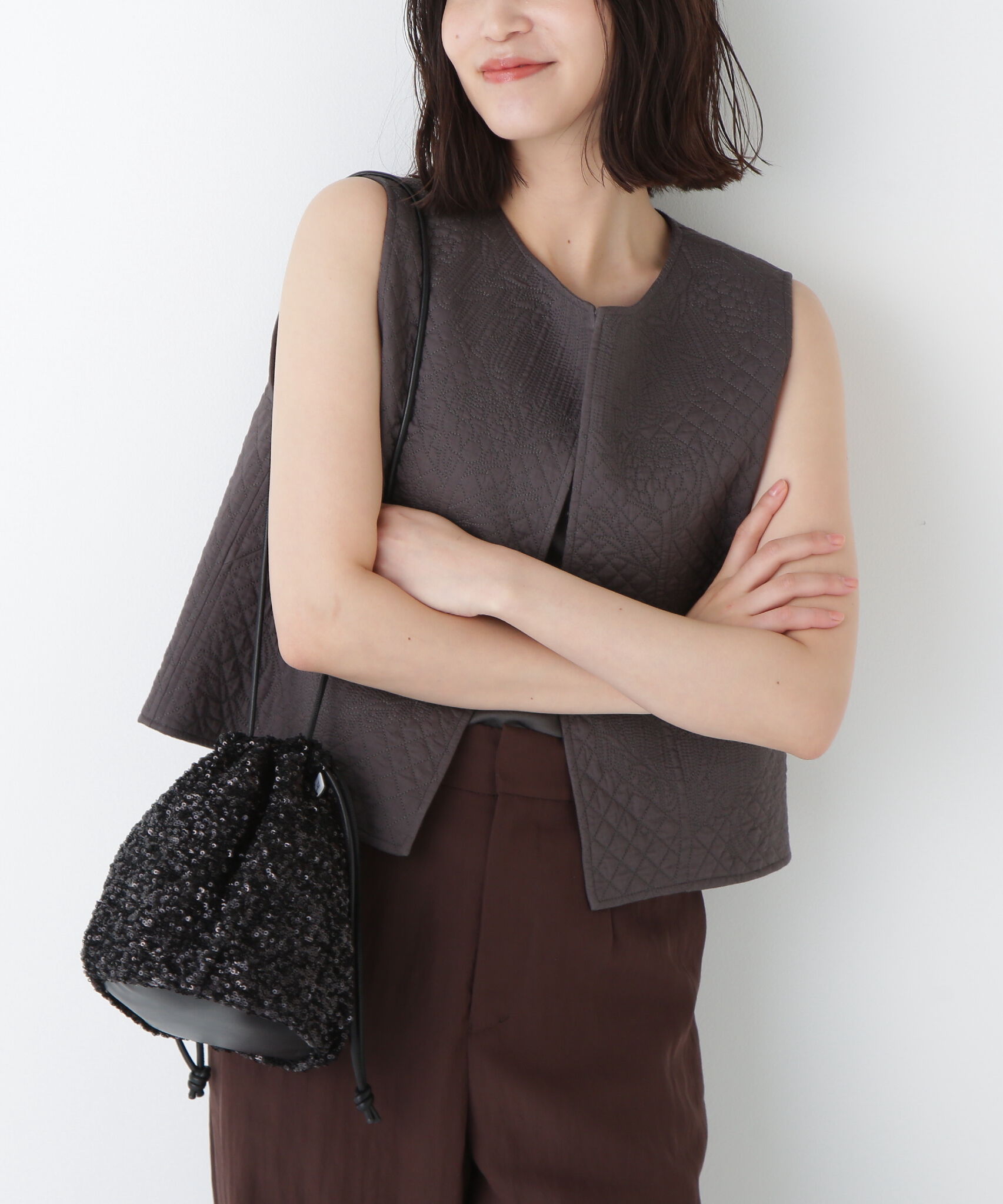  「◆スパンコールドローストリングバッグ」|その他|ブラック