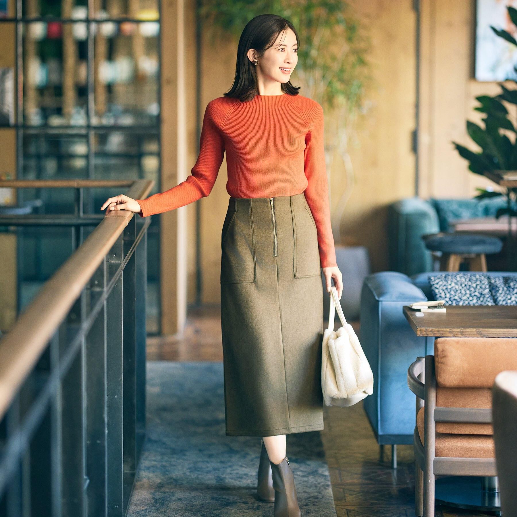 SHOO･LA･RUE「【絶妙なゆるピタ/洗濯機可】ちくちくしにくい リブハイネックやわらかニット」|ニット・セーター|