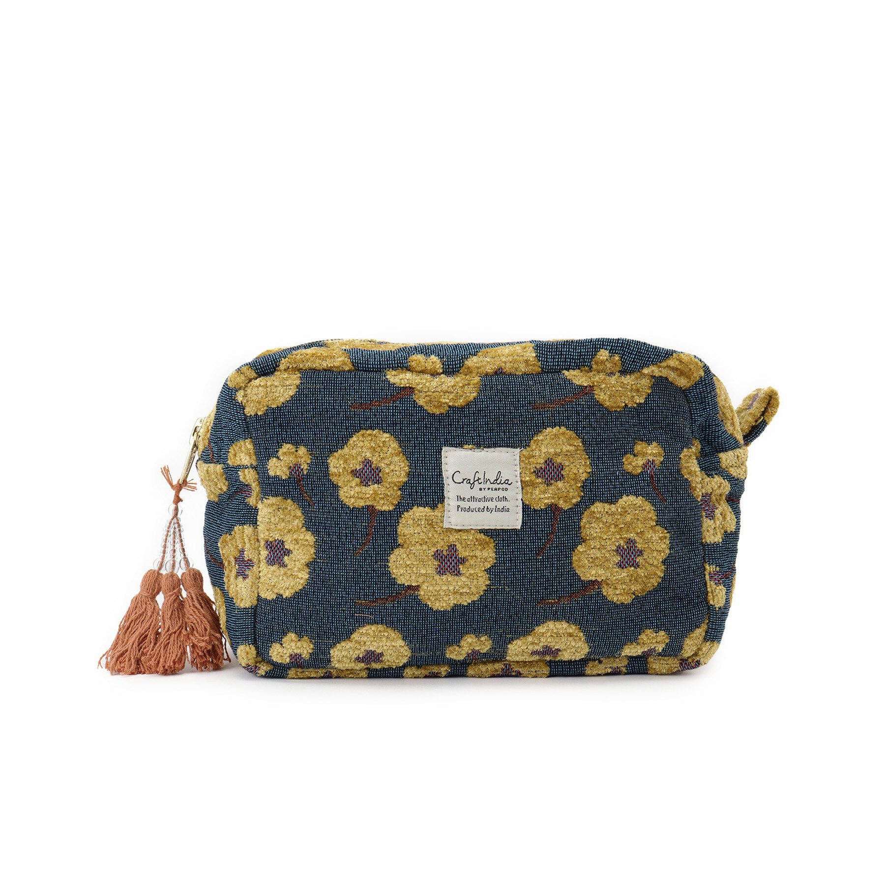 SHOO･LA･RUE「インド製ジャカードマチ付きポーチ」|ポーチ|ブルー(451)