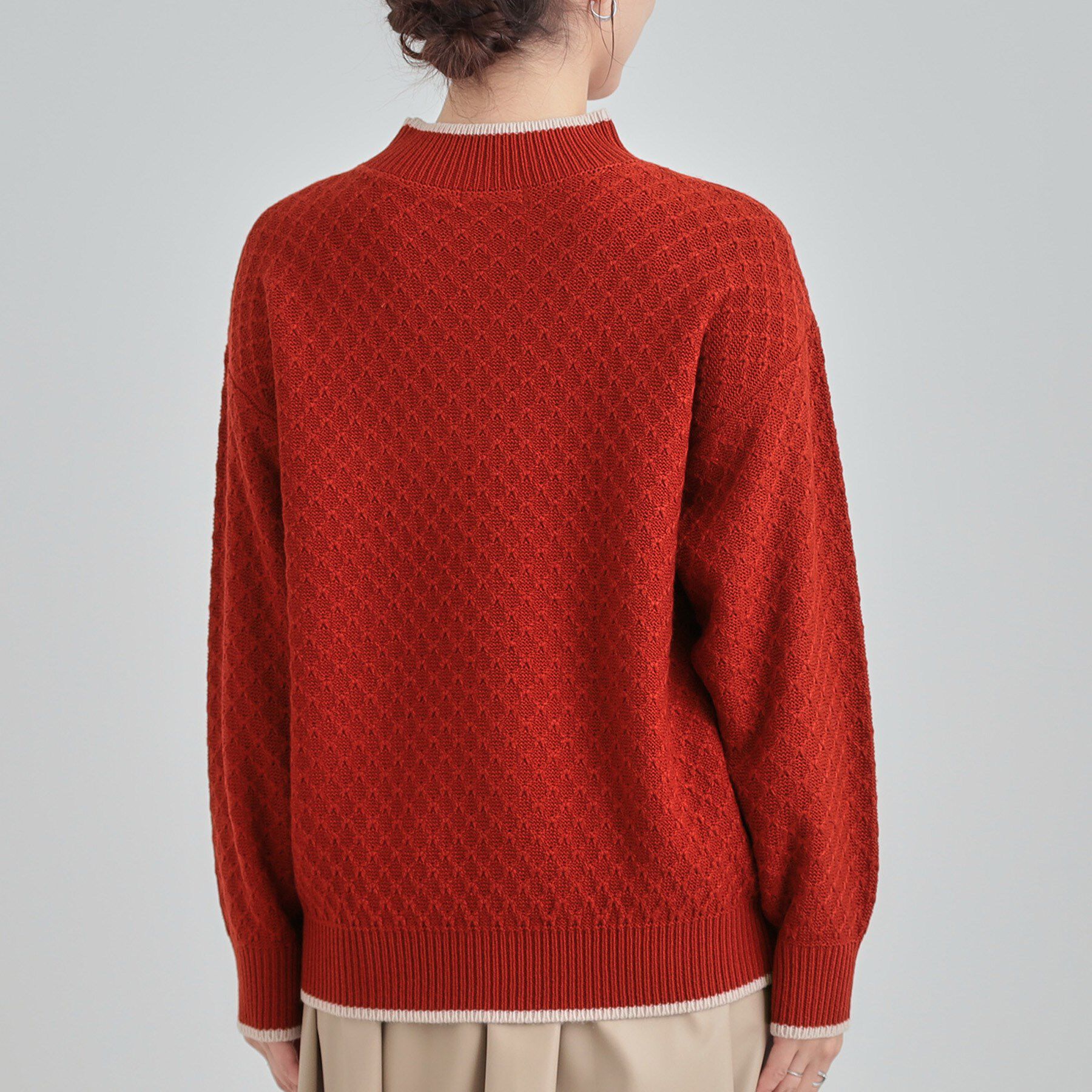 SHOO･LA･RUE「【洗濯機可/毛玉レス】配色がアクセント ダイヤ柄ゆるニット」|ニット・セーター|