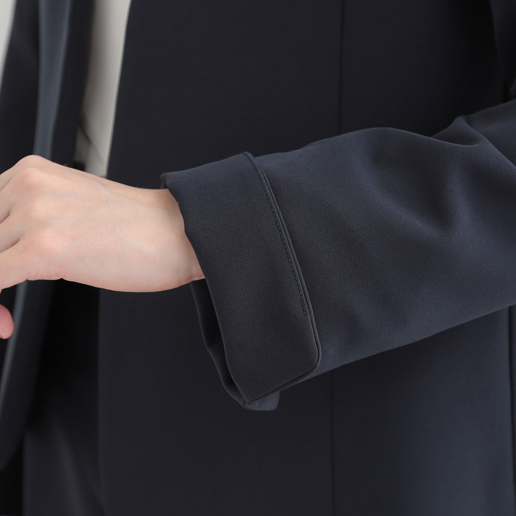 SHOO･LA･RUE「【3点スーツセット/洗濯機可】時短で好印象 セットアップ+ブラウス」|ノーカラージャケット|