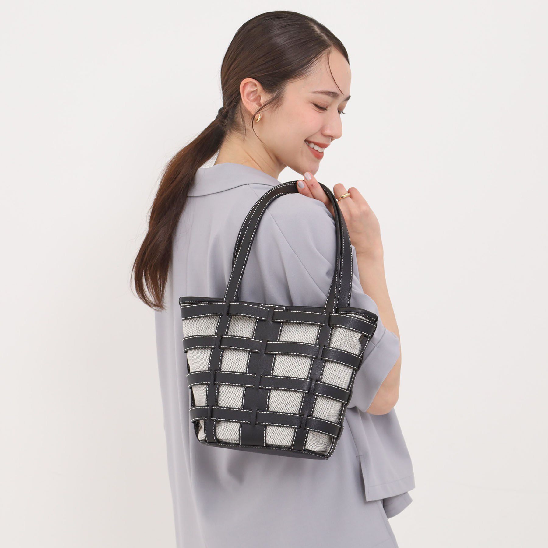 SHOO･LA･RUE「格子レイヤードトートバッグ」|トートバッグ|