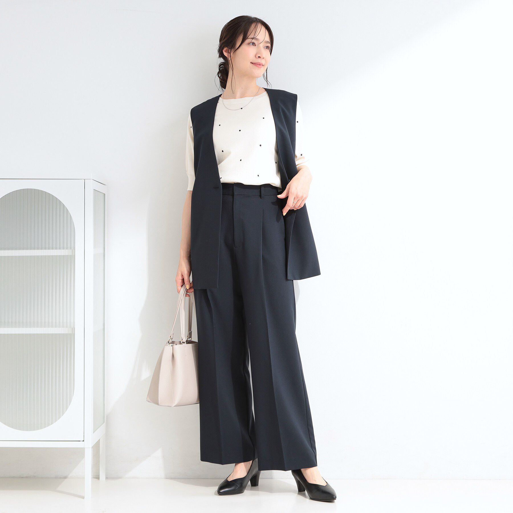 SHOO･LA･RUE「【セットアップ可／洗濯機可／S-LL】シンプルに美しく タックワイドパンツ」|その他|