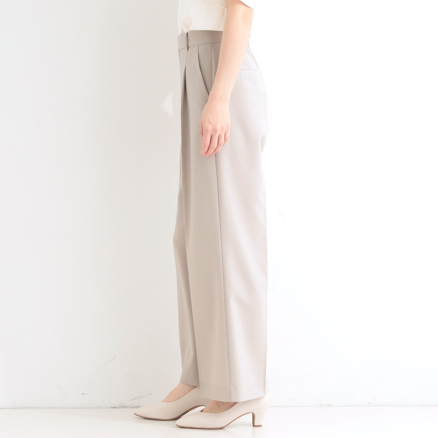 SHOO･LA･RUE「【セットアップ可／洗濯機可／S-LL】シンプルに美しく タックワイドパンツ」|その他|