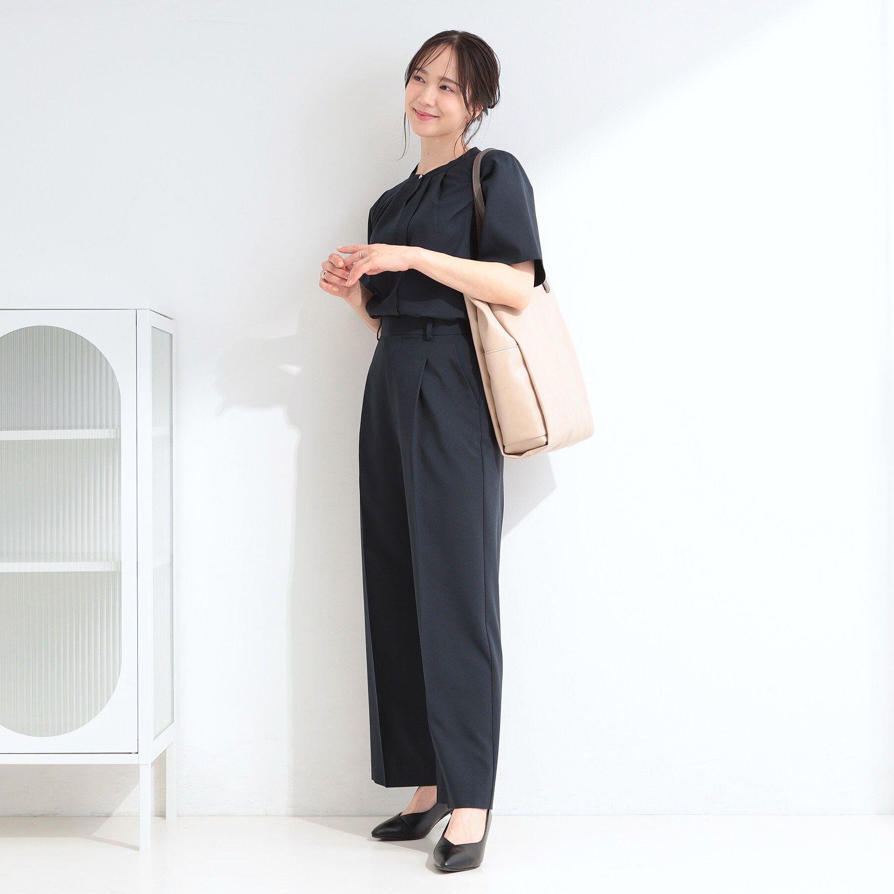 SHOO･LA･RUE「【セットアップ可／洗濯機可／S-LL】シンプルに美しく タックワイドパンツ」|その他|