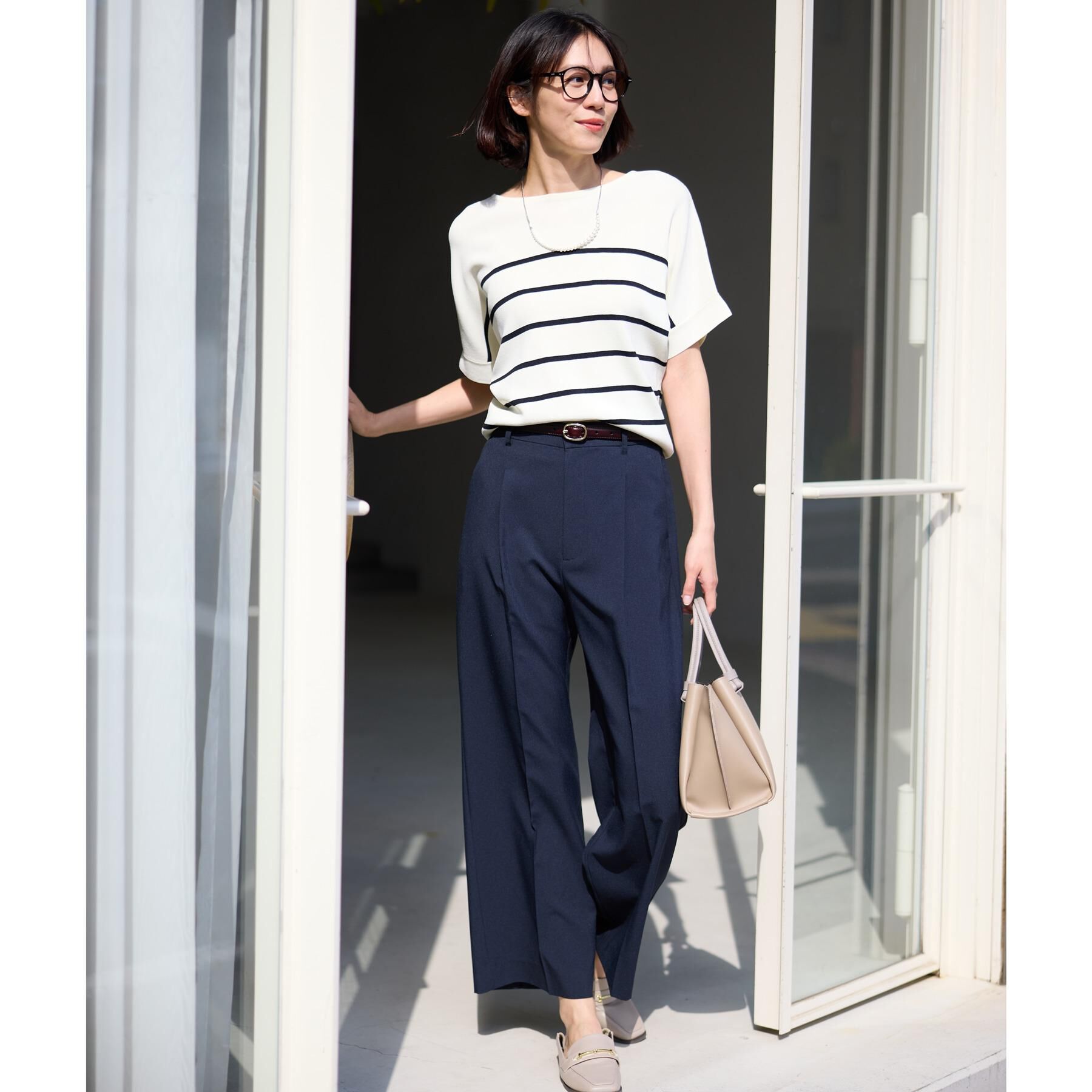 SHOO･LA･RUE「【セットアップ可／洗濯機可／S-LL】シンプルに美しく タックワイドパンツ」|その他|