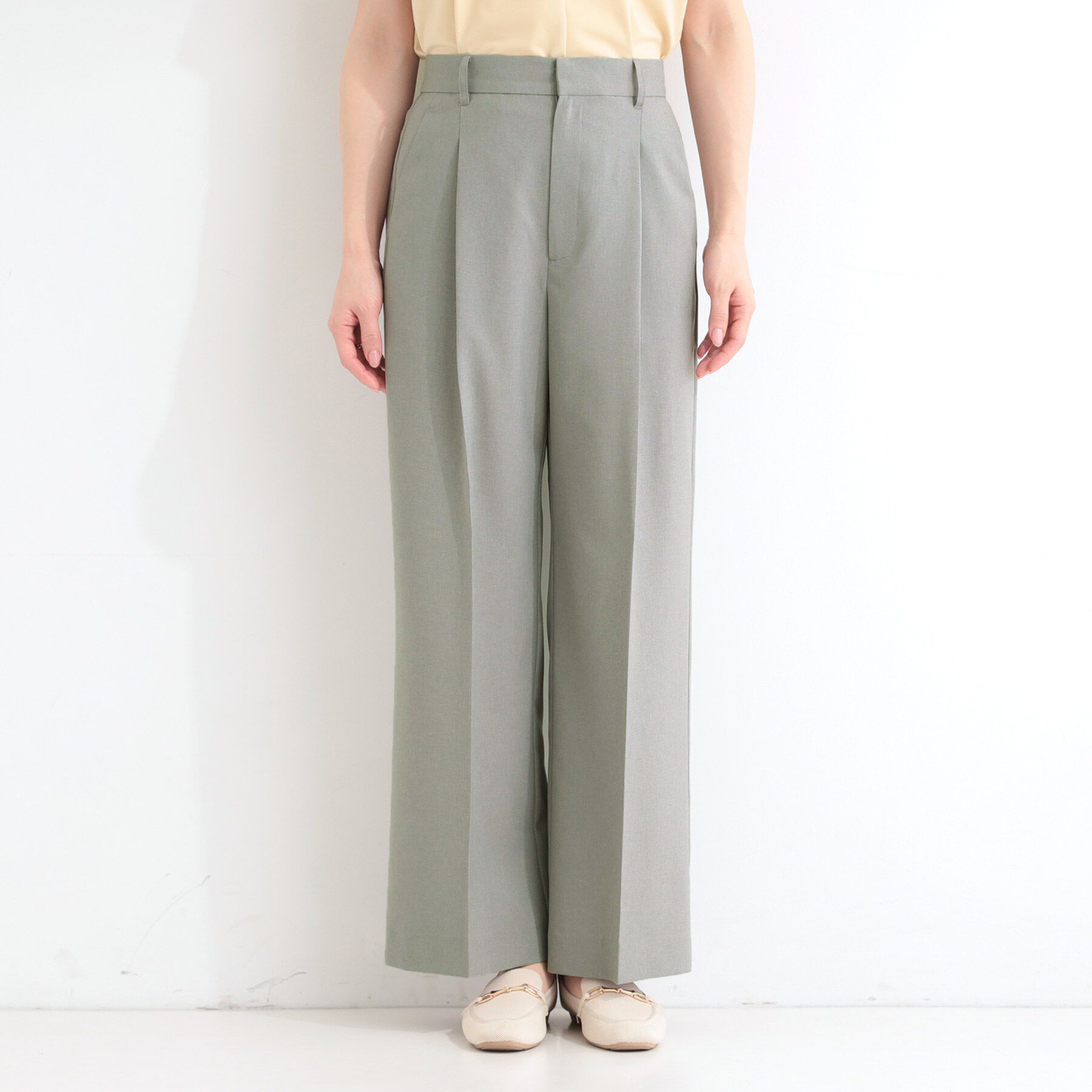 SHOO･LA･RUE「【セットアップ可／洗濯機可／S-LL】シンプルに美しく タックワイドパンツ」|その他|