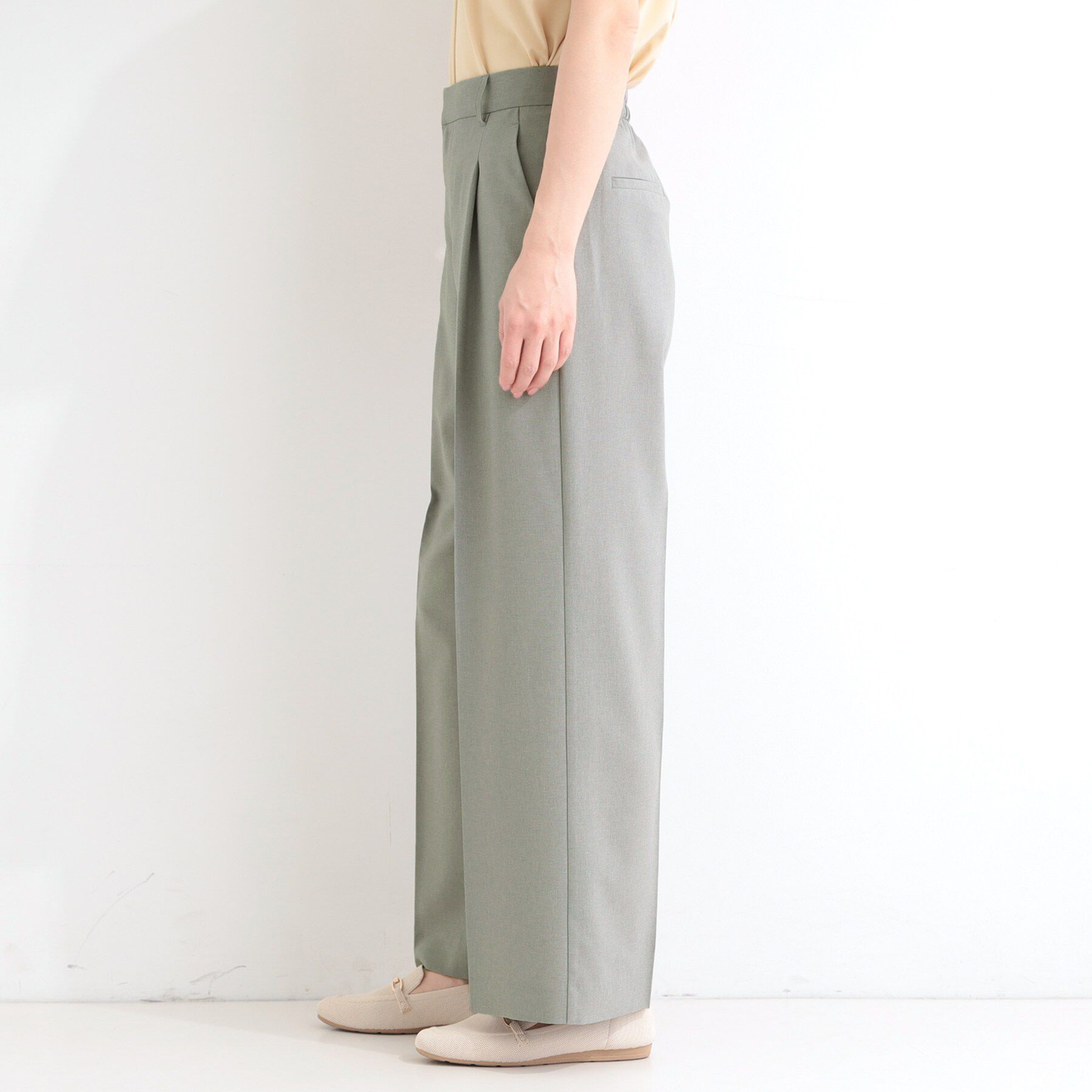 SHOO･LA･RUE「【セットアップ可／洗濯機可／S-LL】シンプルに美しく タックワイドパンツ」|その他|