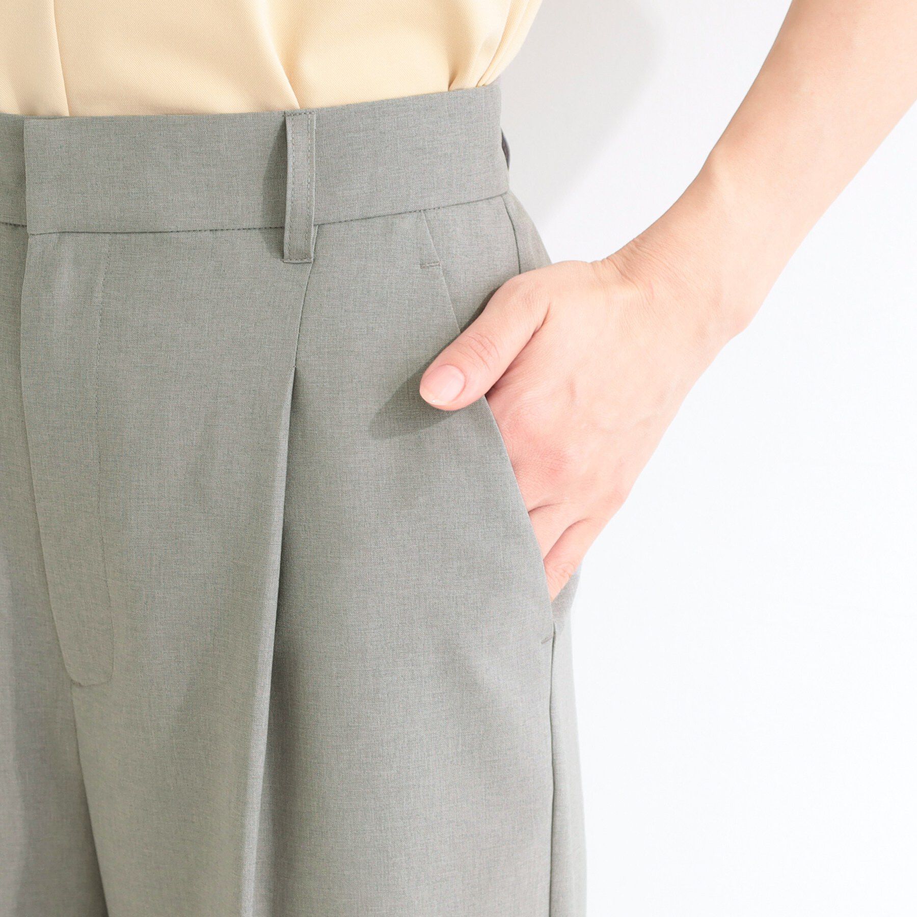 SHOO･LA･RUE「【セットアップ可／洗濯機可／S-LL】シンプルに美しく タックワイドパンツ」|その他|