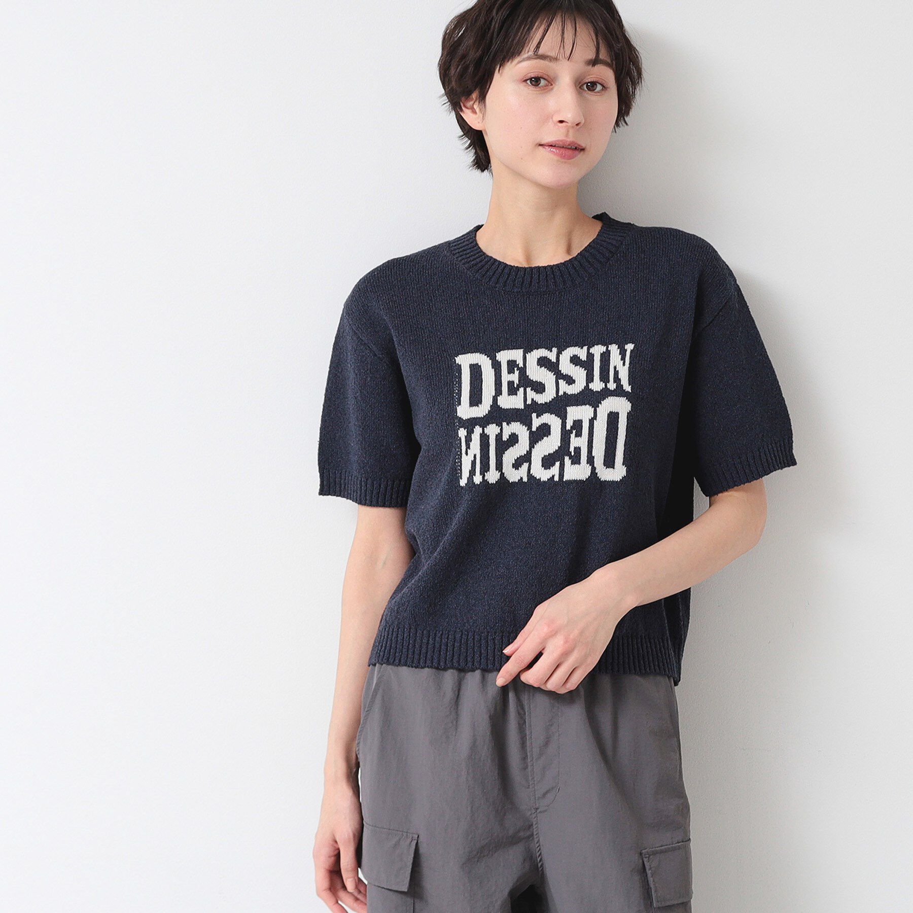 Dessin「【洗える】ロゴジャカード半袖ニット（S～L）」|ニット・セーター|