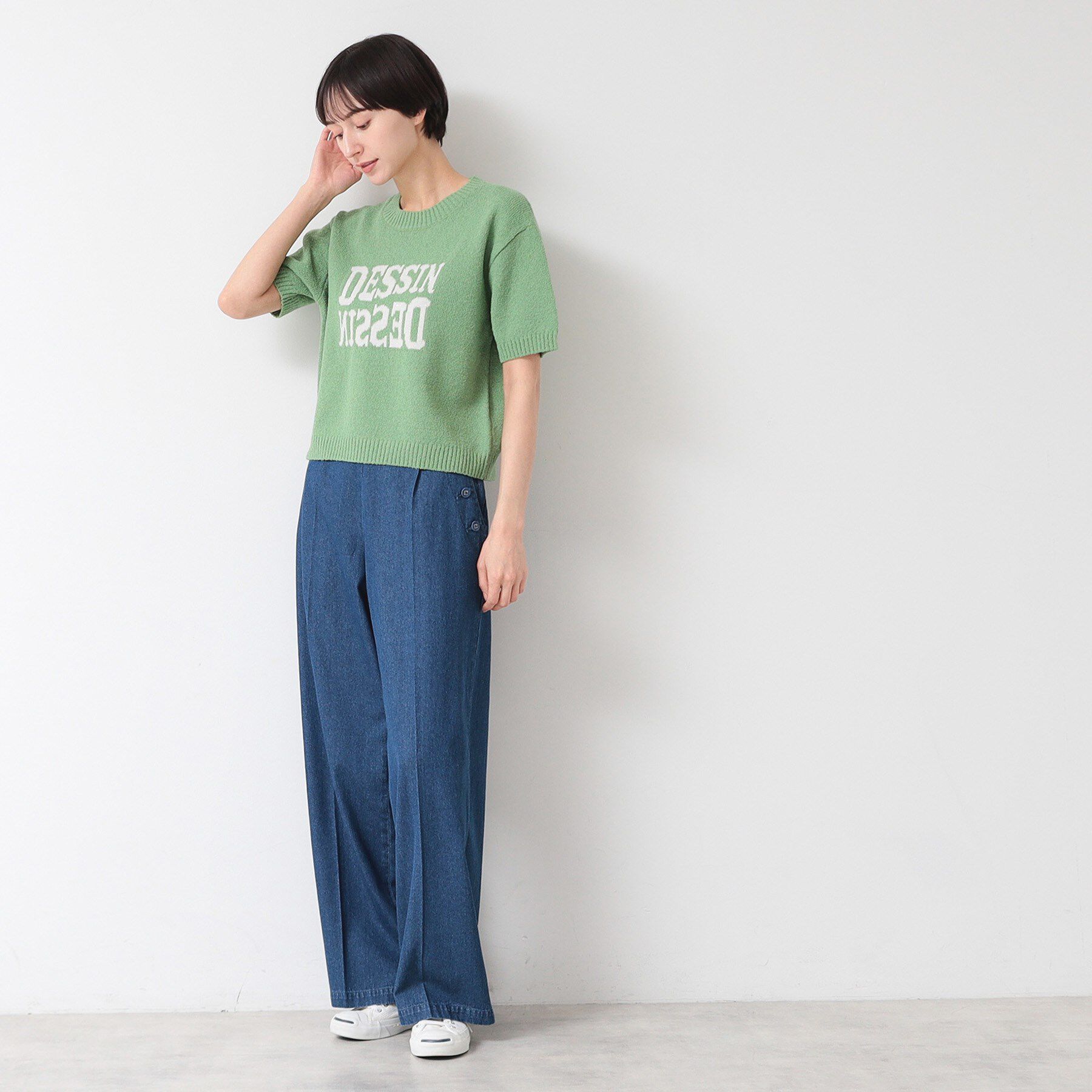 Dessin「【洗える】ロゴジャカード半袖ニット（S～L）」|ニット・セーター|