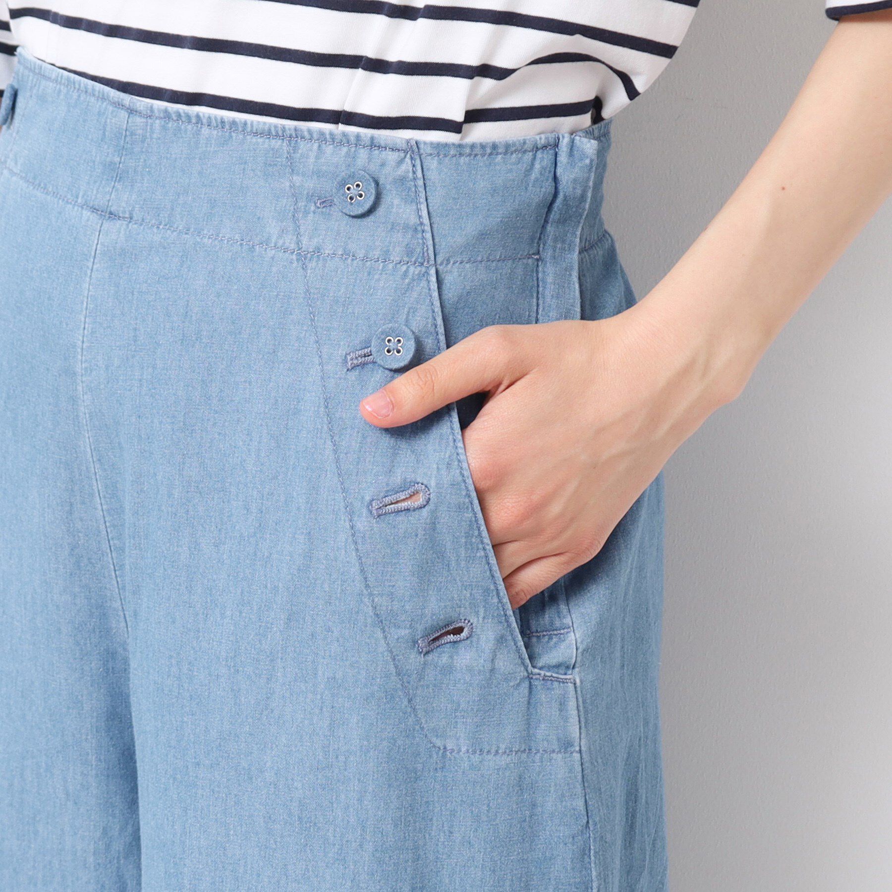 Dessin「【洗える・4サイズ展開】リネンブレンドクロップド丈マリンパンツ」|その他|