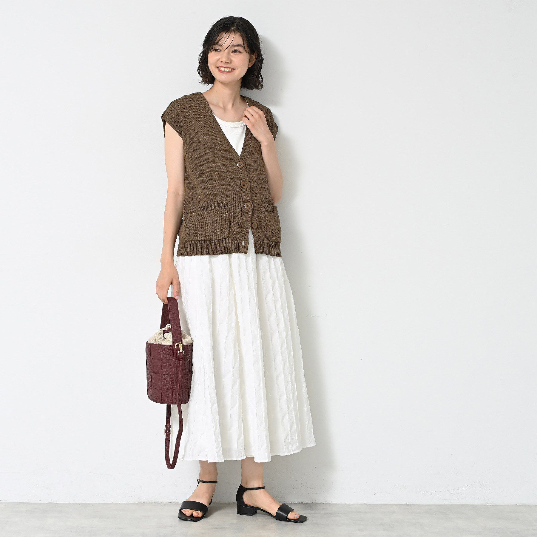 Dessin「【洗える】フレンチスリーブニットベスト」|ベスト・ジレ|