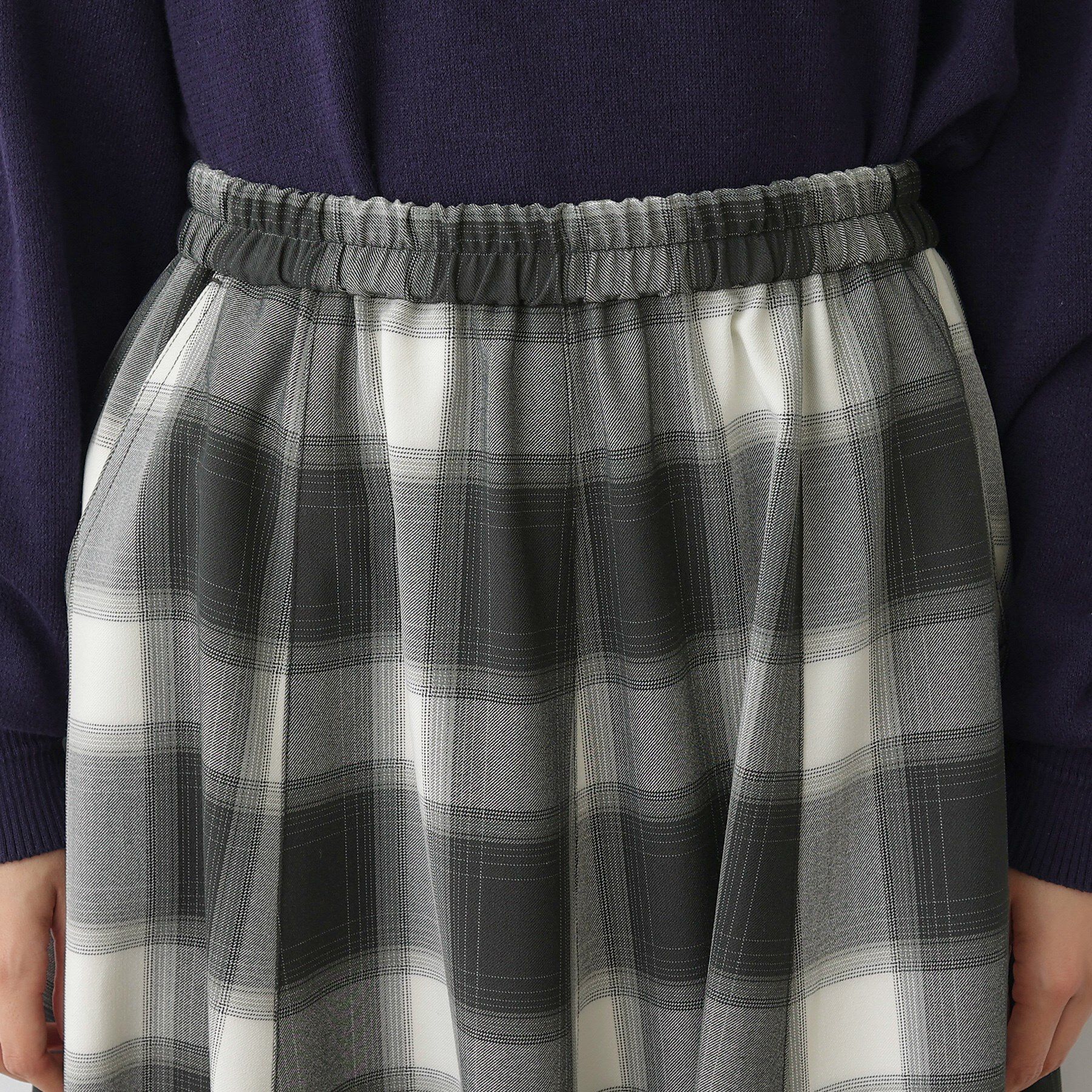 Dessin「【洗える・ウエストゴム】チェック柄フレアスカート」|スカート|