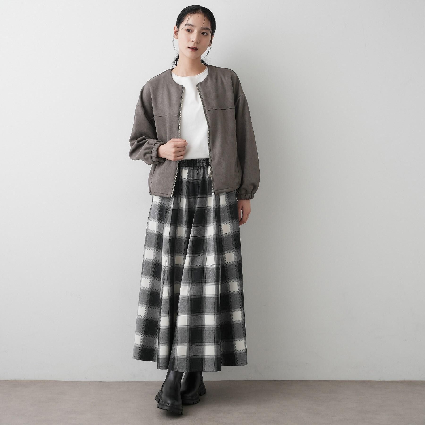 Dessin「【洗える・ウエストゴム】チェック柄フレアスカート」|スカート|