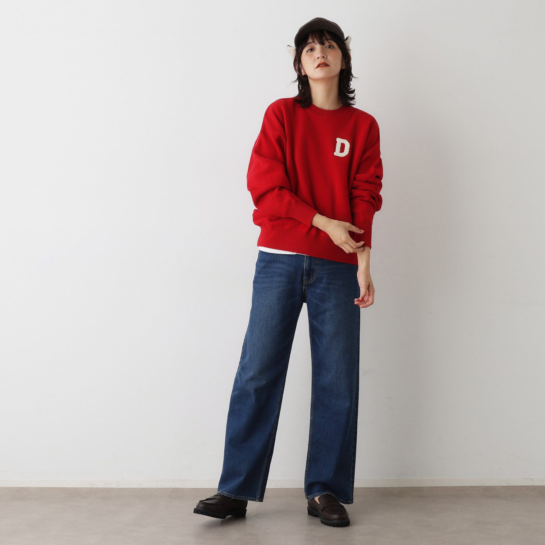 Dessin「【洗える】Dサガラ刺繍ワッペン付きニット」|ニット・セーター|