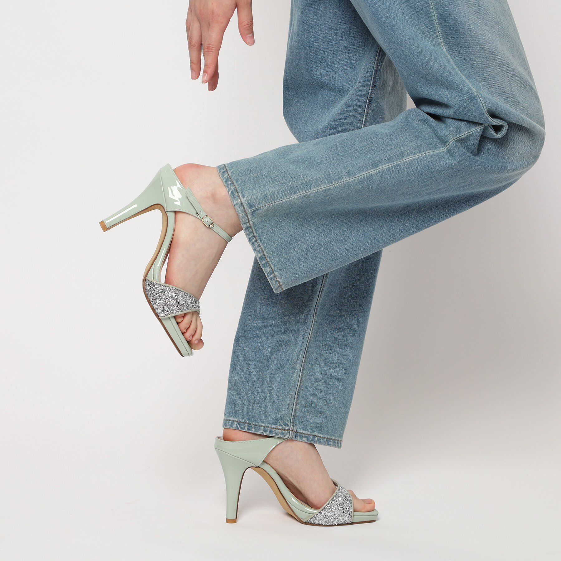 ESPERANZA「スクエアトゥグリッターミュール」|サンダル|