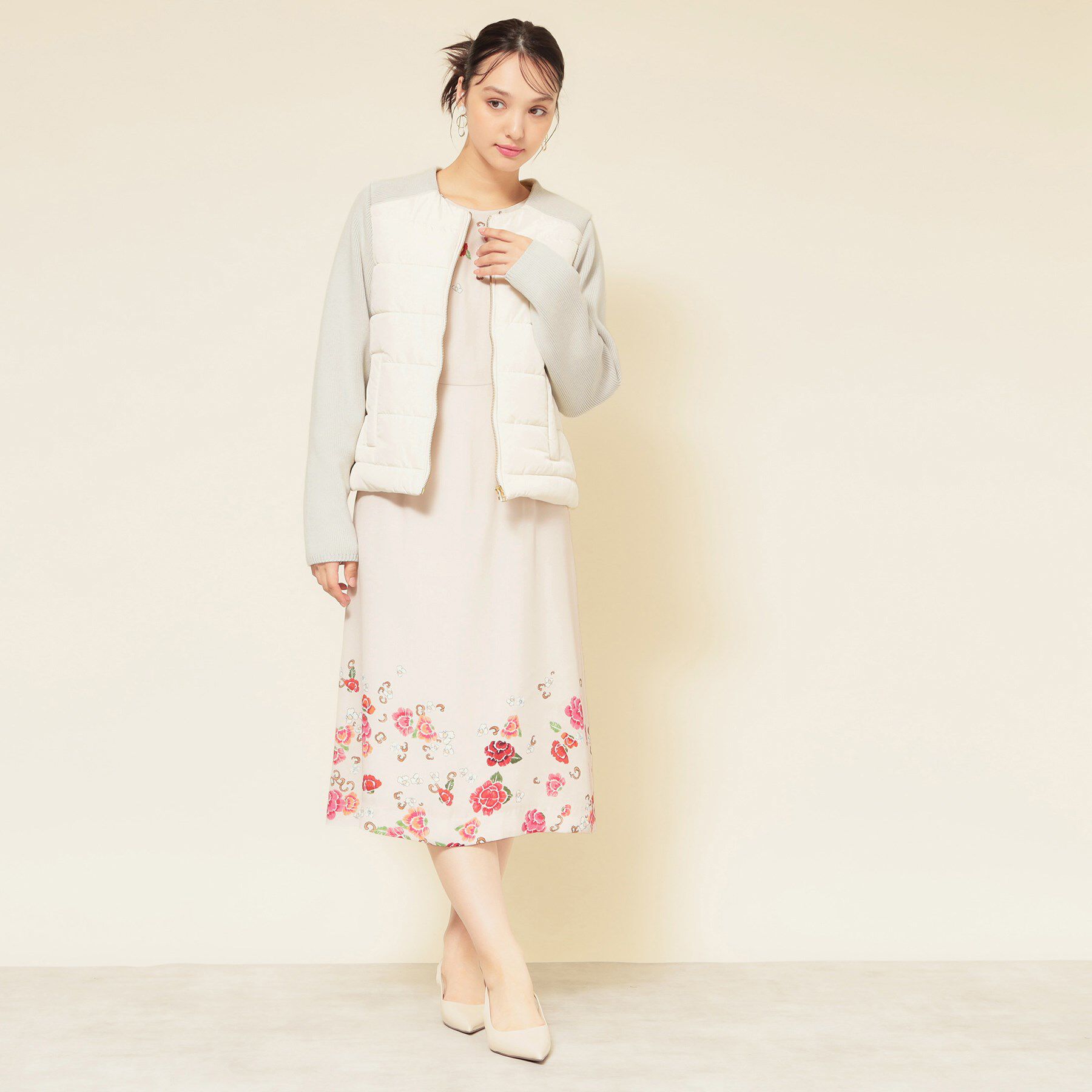 SunaUna「【中綿／キルト】ノーカラーブルゾン」|ノーカラージャケット|