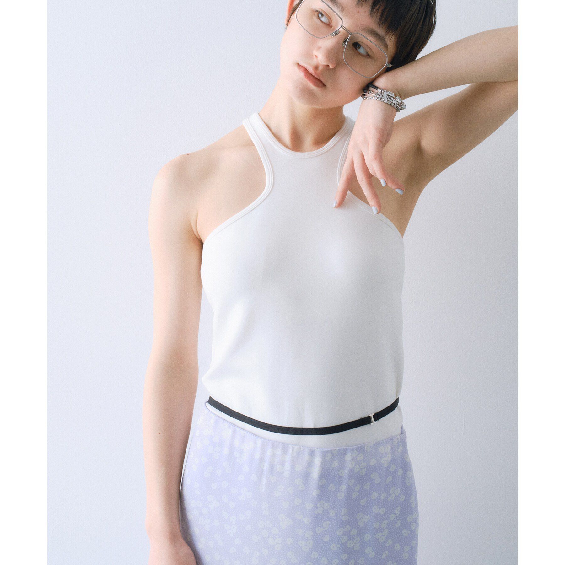 CODE A「【Re】design cut tank」|キャミソール|ホワイト(001)