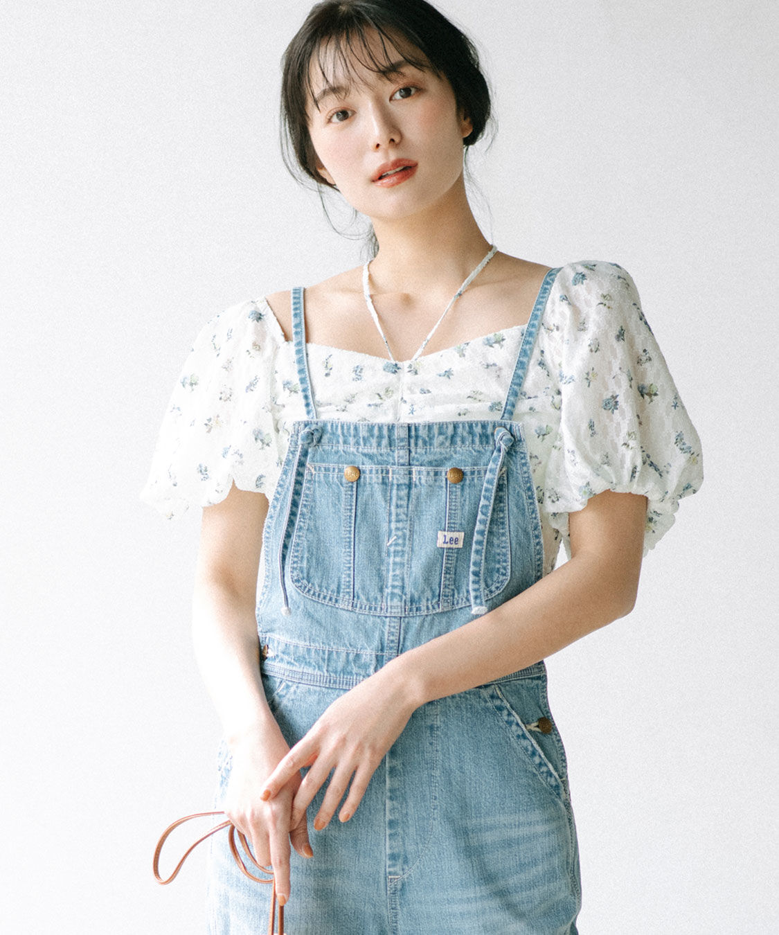 COCO DEAL「フラワープリントギャザーブラウス」|シャツ・ブラウス|ブルー