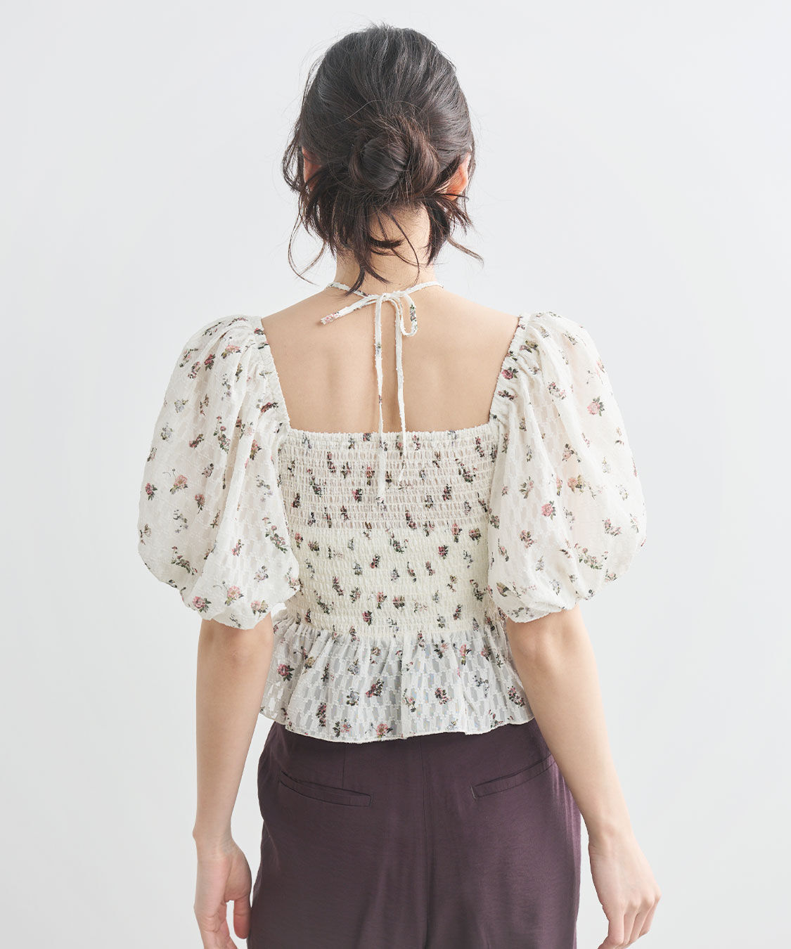 COCO DEAL「フラワープリントギャザーブラウス」|シャツ・ブラウス|