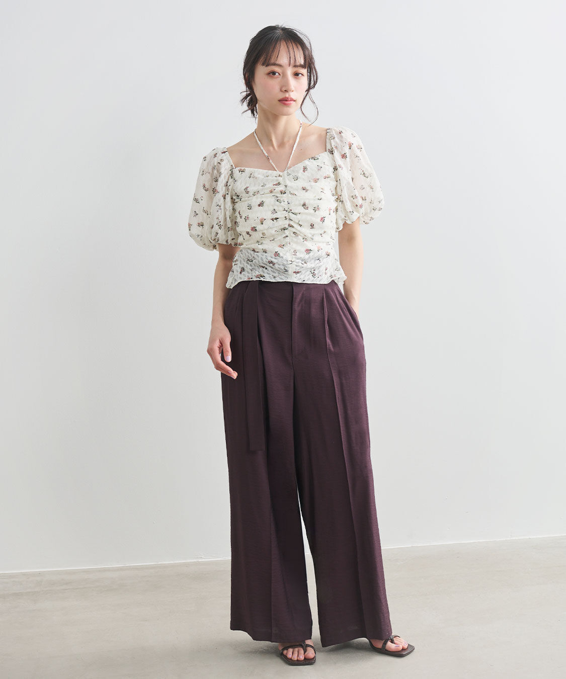 COCO DEAL「フラワープリントギャザーブラウス」|シャツ・ブラウス|