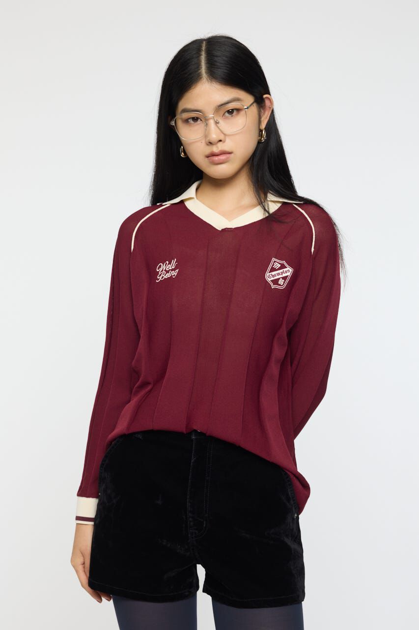 MOUSSY「KNIT GAME シャツ」|ニット・セーター|D/RED3