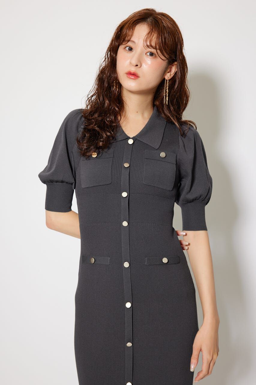 rienda「パフスリーブニットタイトワンピース」|ワンピース|