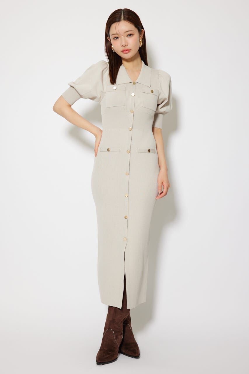 rienda「パフスリーブニットタイトワンピース」|ワンピース|