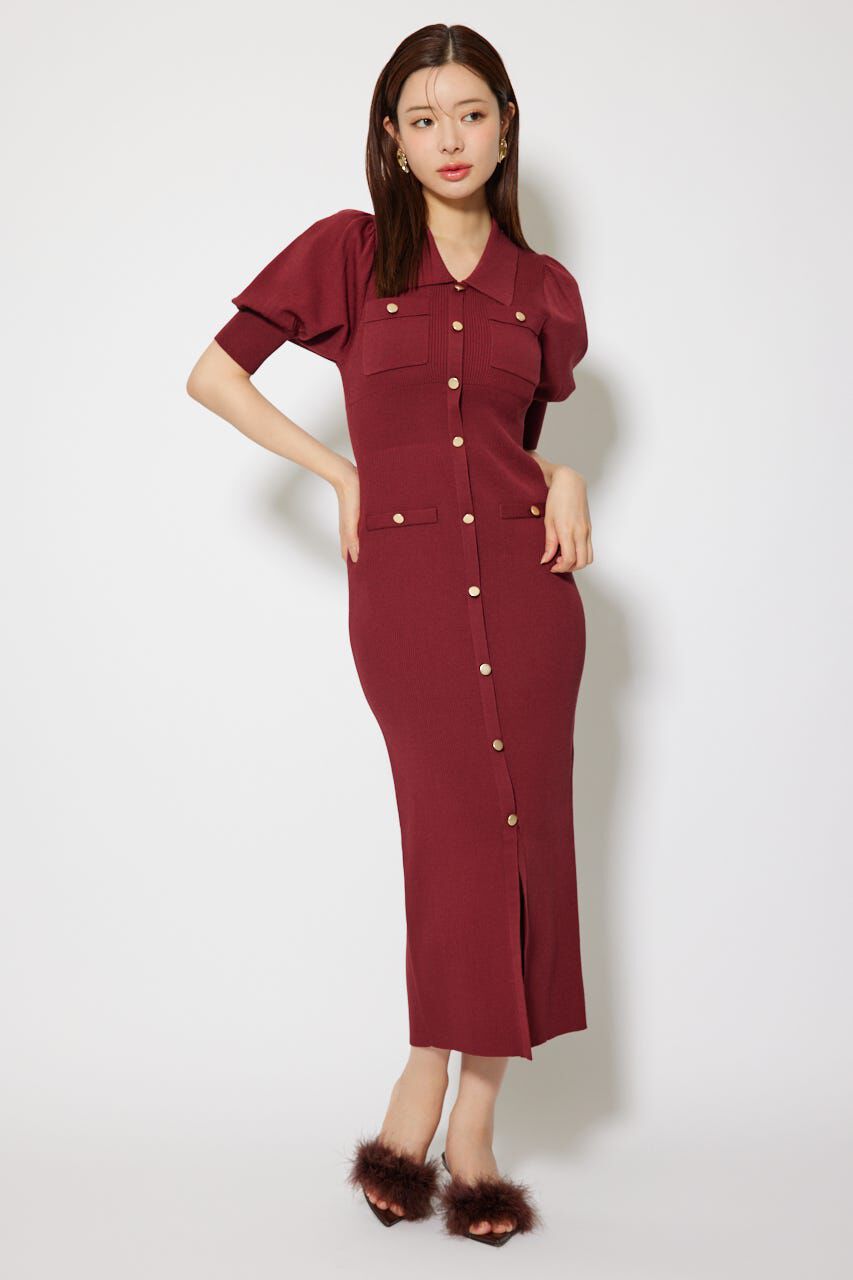 rienda「パフスリーブニットタイトワンピース」|ワンピース|