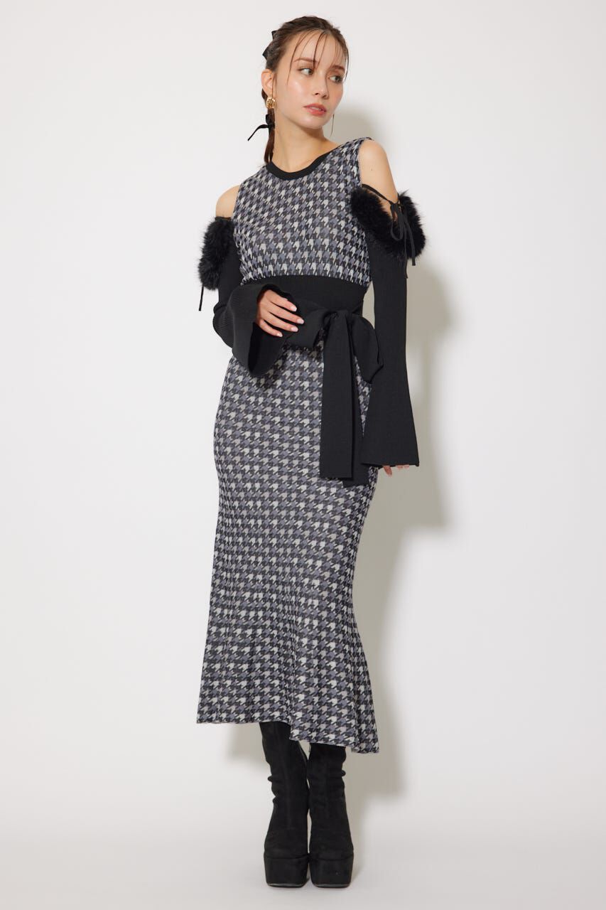 rienda「many wayフェイクファージャガードニットワンピース」|ワンピース|