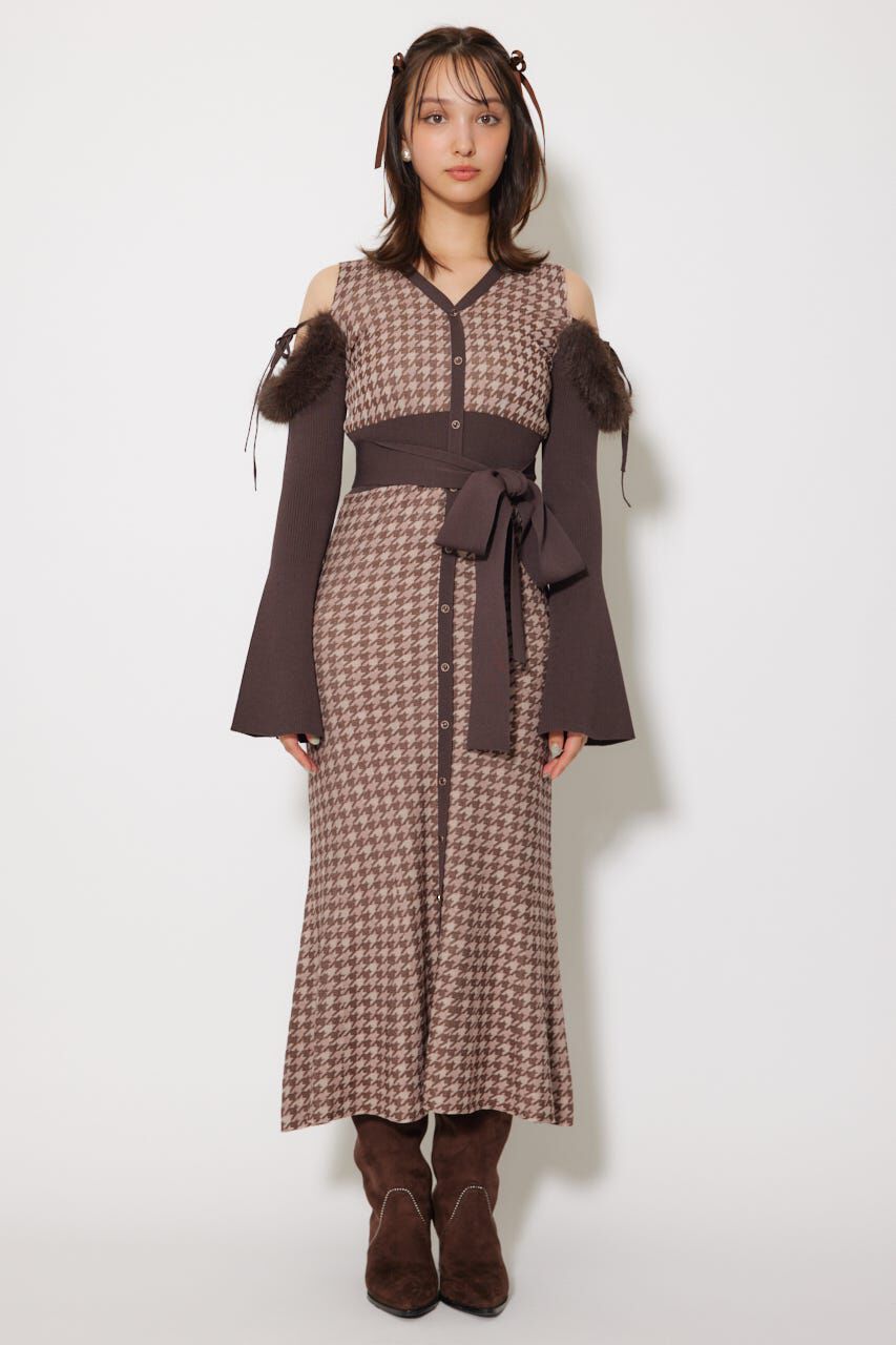 rienda「many wayフェイクファージャガードニットワンピース」|ワンピース|