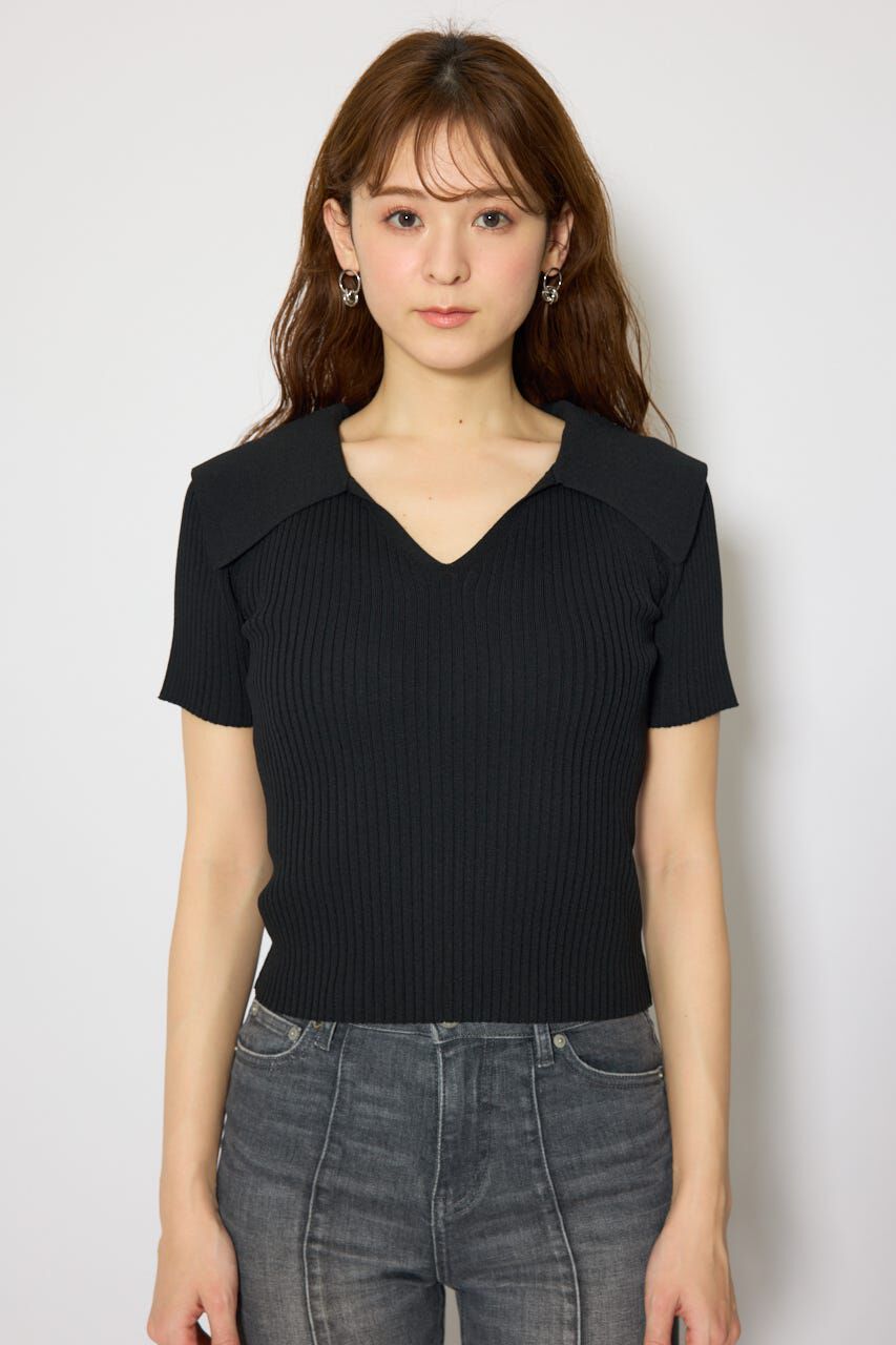 rienda「BIGカラーニットトップス」|ニット・セーター|