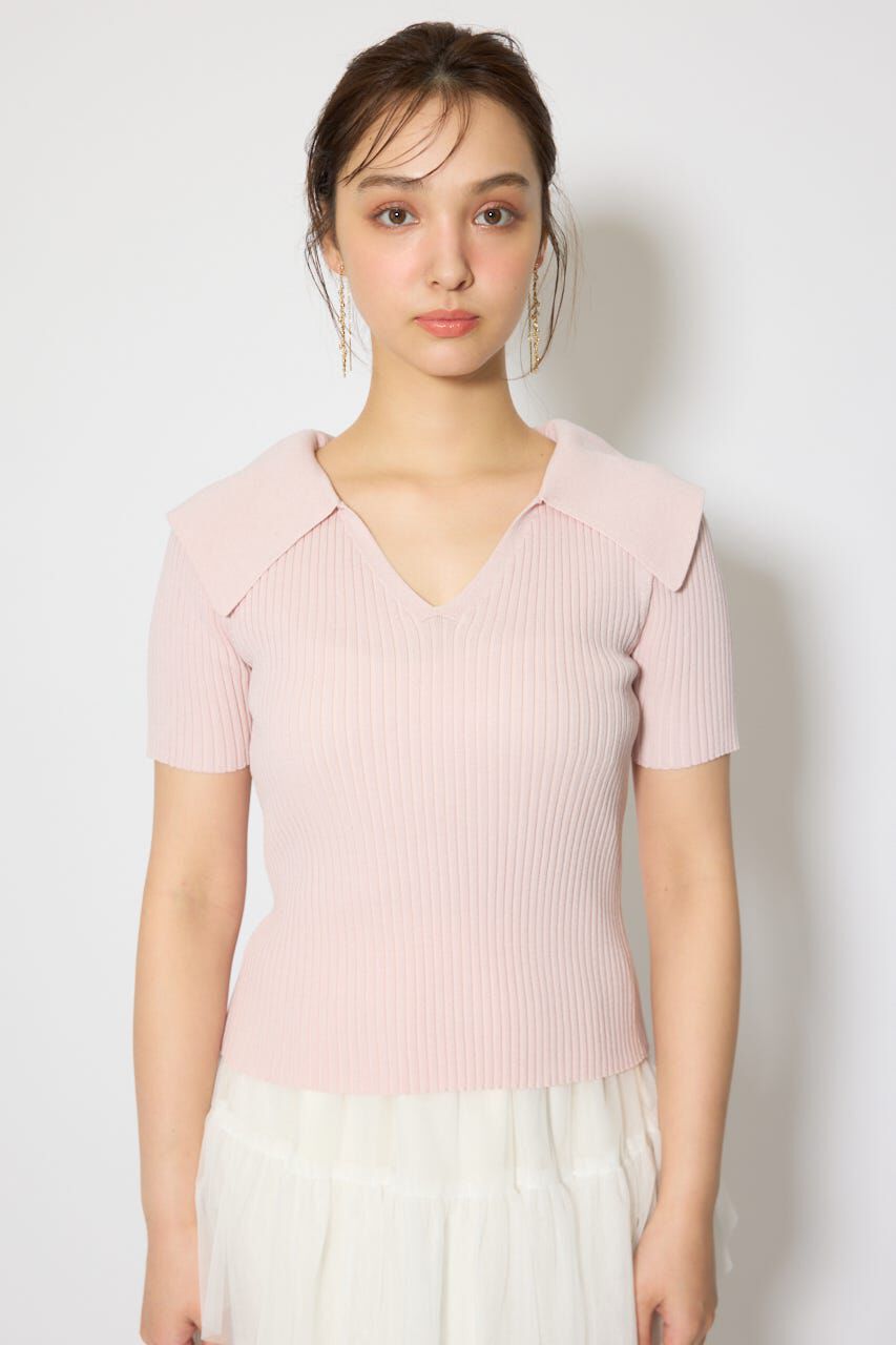 rienda「BIGカラーニットトップス」|ニット・セーター|