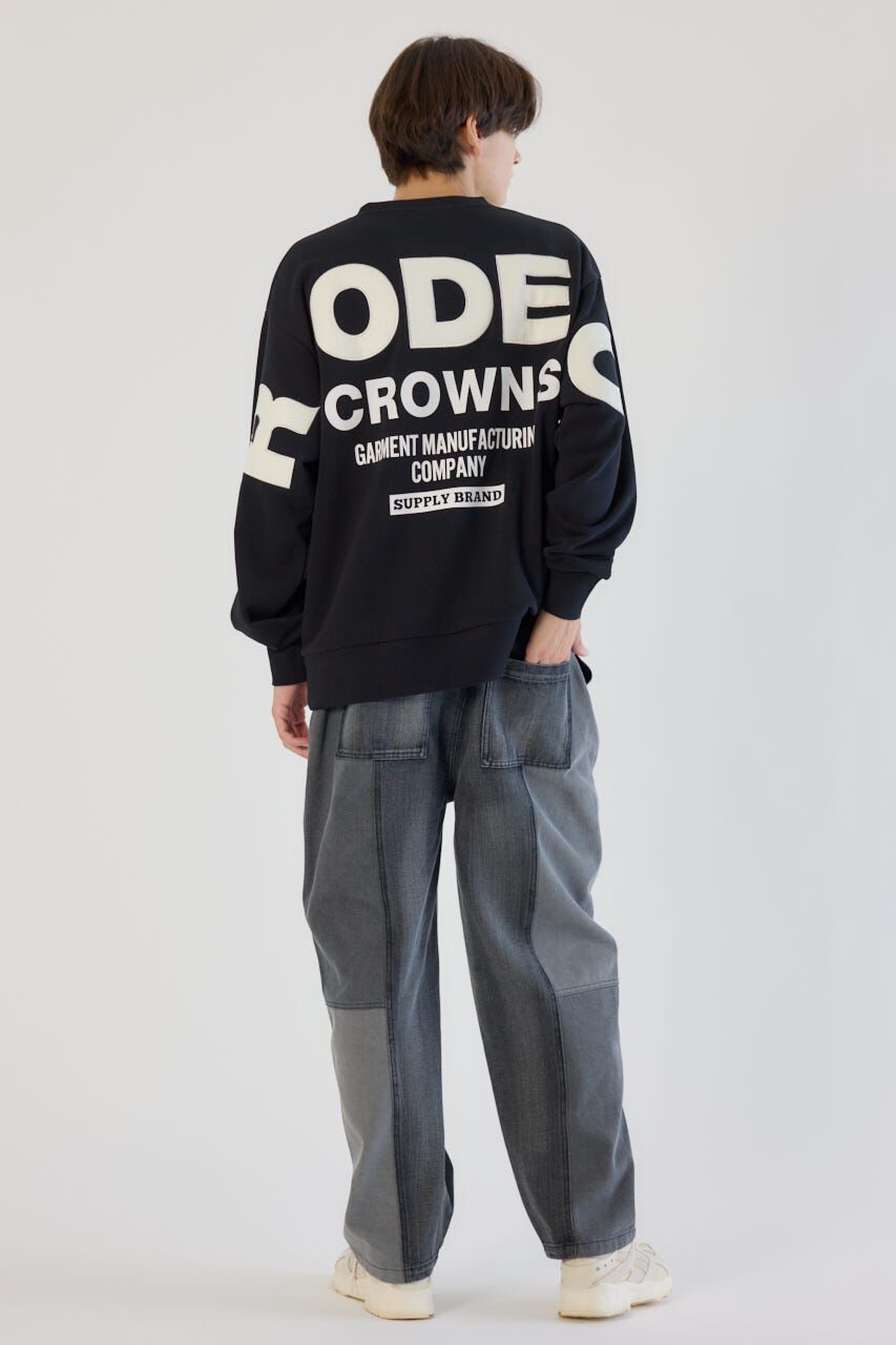 RODEO CROWNS「メンズフェイクレザーパッチスウェット」|パーカー|