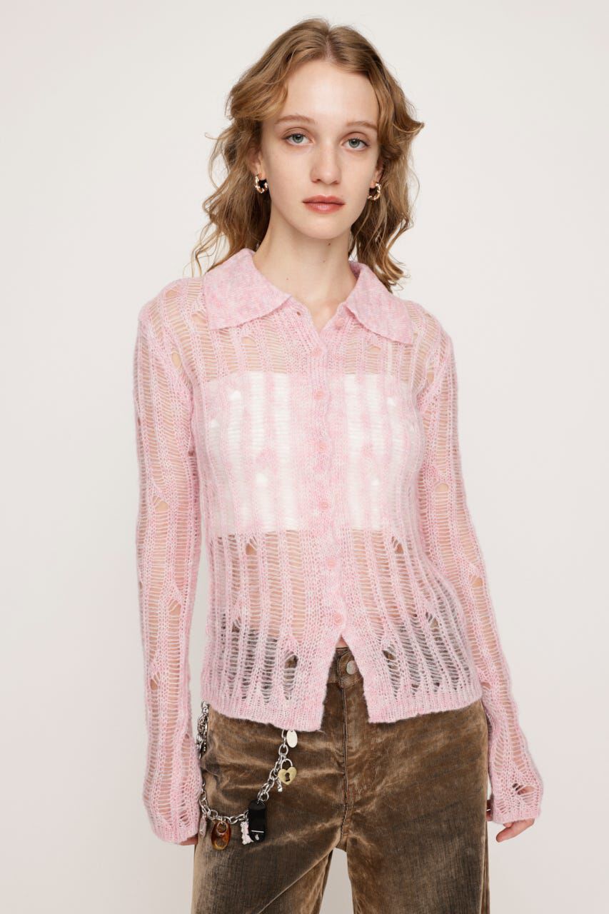 SLY「DAMAGE KNIT カーディガン」|カーディガン|PNK