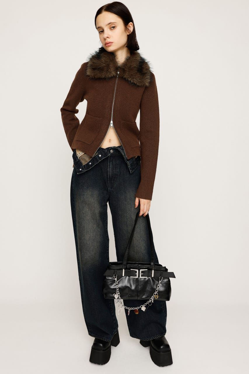 SLY「F／FUR COLLAR KNIT トップス」|その他|