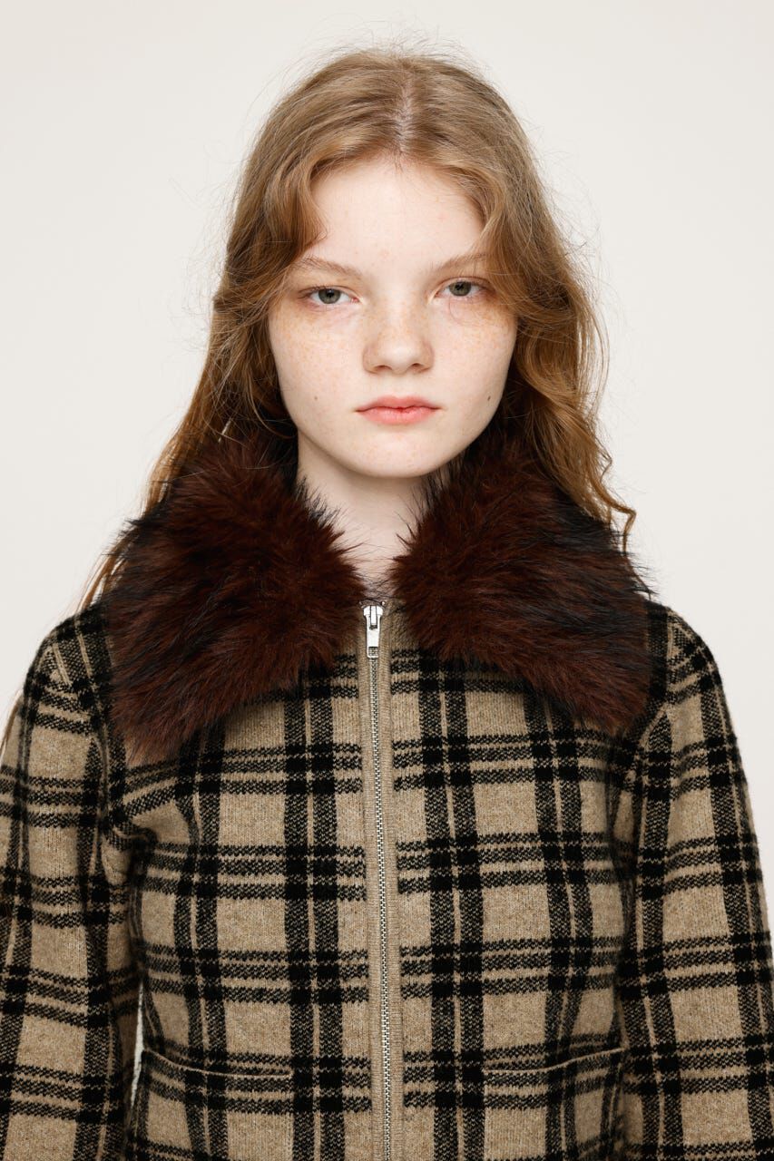 SLY「F／FUR COLLAR KNIT トップス」|その他|