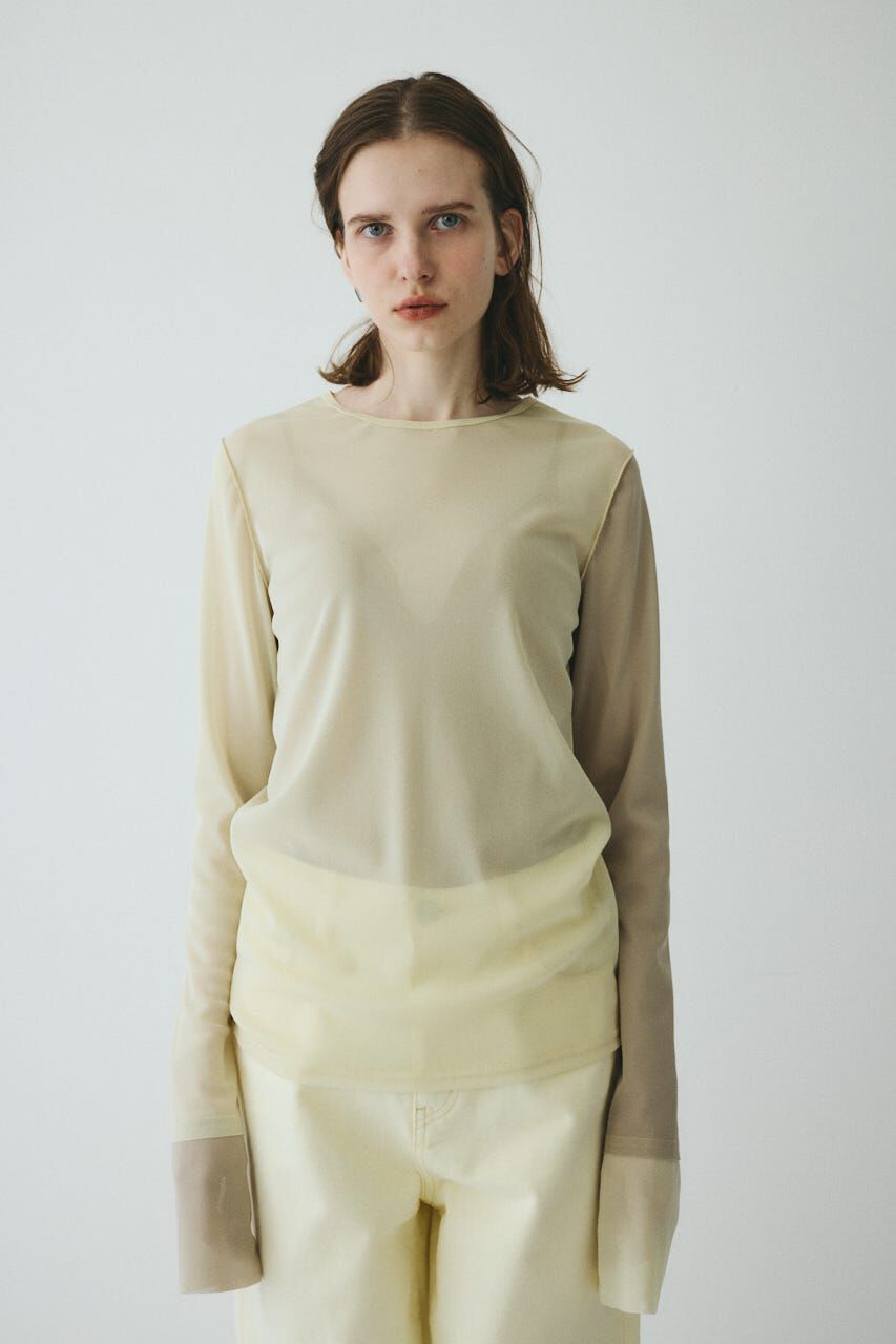 HeRIN.CYE「Bi color mesh inner tops」|Tシャツ・カットソー|柄YEL5