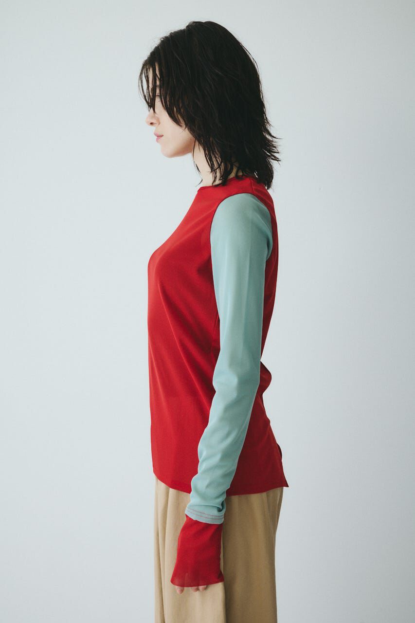 HeRIN.CYE「Bi color mesh inner tops」|Tシャツ・カットソー|