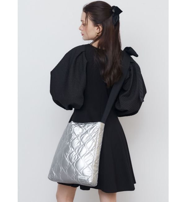 CALNAMUR「EMBOSSMENT SLEEVE MINI OP/エンボスメントスリーブミニワンピース」|ワンピース|