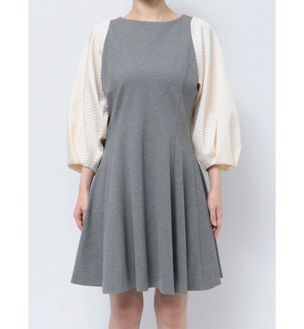 CALNAMUR「EMBOSSMENT SLEEVE MINI OP/エンボスメントスリーブミニワンピース」|ワンピース|