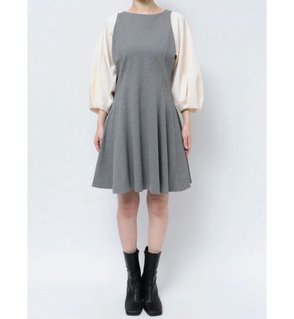 CALNAMUR「EMBOSSMENT SLEEVE MINI OP/エンボスメントスリーブミニワンピース」|ワンピース|