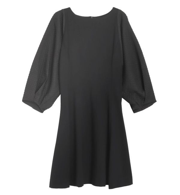 CALNAMUR「EMBOSSMENT SLEEVE MINI OP/エンボスメントスリーブミニワンピース」|ワンピース|ブラック