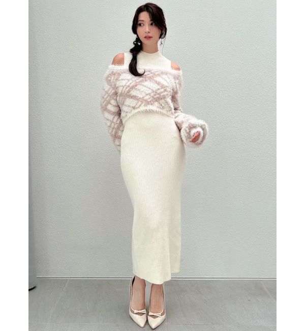 RESEXXY「シャギーレイヤードリブニットワンピース」|ワンピース|