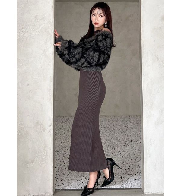 RESEXXY「シャギーレイヤードリブニットワンピース」|ワンピース|